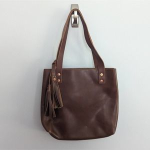 Lifetime Leather Mini Tote with Monogram Dark Brown KTH